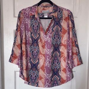 Alfred Dunner Women's Paisley Top - Multicolor EUC